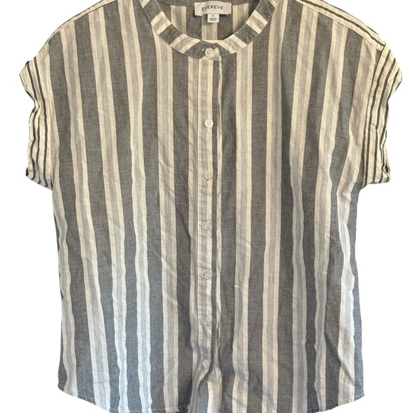 Evereve 100% Cotton Size Small Addison Stripe Button Down Shirt - Picture 2 of 7
